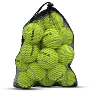 ZHUOKECE Tennis Balls, 18 Pack Training Tennis Balls Practice Balls with Mesh Bag for Easy Transport, Pet Dog Playing Balls, fit for Beginner Training Ball (Green)