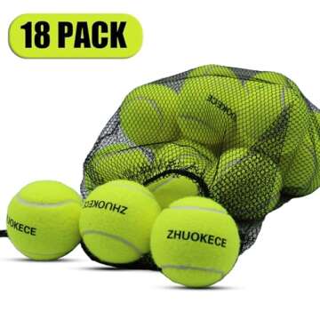 ZHUOKECE Tennis Balls, 18 Pack Training Tennis Balls Practice Balls with Mesh Bag for Easy Transport, Pet Dog Playing Balls, fit for Beginner Training Ball (Green)