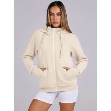 ANRABESS Womens Zip Up Hoodies Fleece Jackets Long Sleeve Sweatshirts Pockets Casual Fall Fashion Preppy Outfits Y2k Clothes Apricot Small