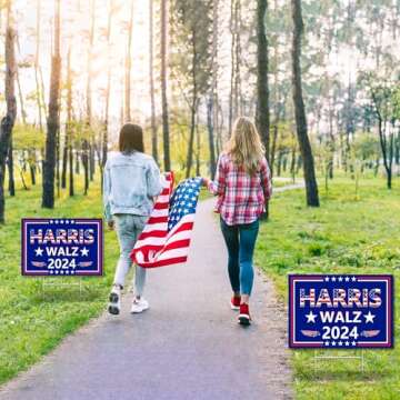 Harris Waltz 2024 Yard Sign,18x12In Kamala Harris Tim Walz Double-Sided Kamala Harris Tim Walz For President Yard Sign With H-Stakes Political Democratic Sign For Outdoor Garden Lawn Parade Rally Decor