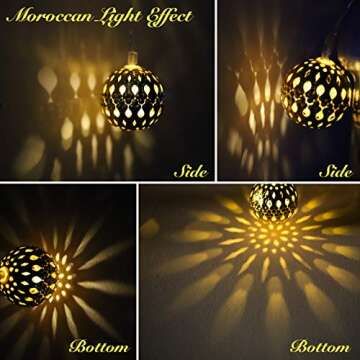 LOUIS CHOICE Moroccan String Lights Battery Powered 20 LED Golden Globe Lights with Timer for Wedding Party, Birthday, Home Decor, Christmas, Indoor Outdoor, Metal Balls, Multifunction, 10 ft