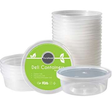 DuraHome - Deli Containers with Lids 8 oz. Leakproof - 40 Pack Plastic Microwavable Clear Food Storage Container/Slime Premium Heavy-Duty Quality, Freezer & Dishwasher Safe