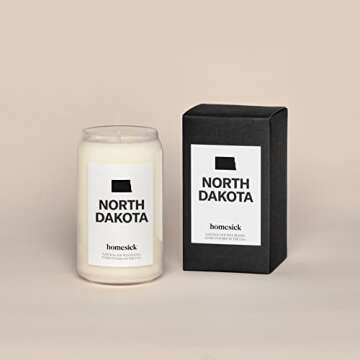 Homesick Premium Scented Candle, North Dakota - Scents of Spruce Needles, Clove, 13.75 oz, 60-80 Hour Burn, Natural Soy Blend Candle Home Decor, Relaxing Aromatherapy Candle