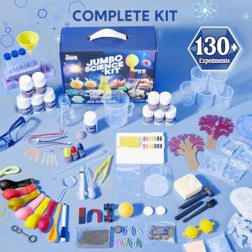 Klever Kits Jumbo Science Kits- 130+ Experiments Educational Toys, STEM Activities with Growing Crystal Tree, Fruit Circuits and Chemistry Set, Christmas Birthday Gifts for Kids