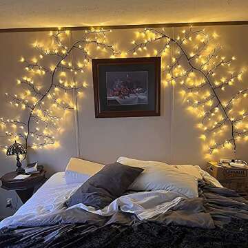 Enchanted Willow Vine Lights for Wall: 7.5FT led Twinkling Tree Branch Light for Room and Home Decor - Warm White Wall Tree Lights Lighted Garland Indoor for Halloween and Christmas Decorations