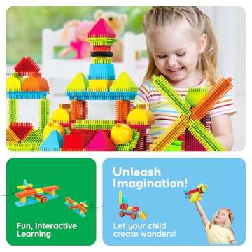 PicassoTiles 120pcs Hedgehog Interlocking Building Blocks Tiles Construction Toy Set Learning Playset STEAM Development Preschool Kindergarten Toy for Kids Age3+ PTB120