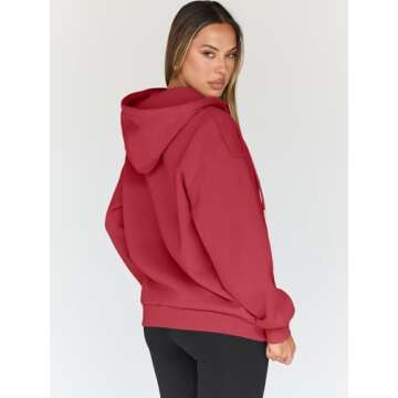 Trendy Queen Womens Zip Up Hoodies Oversized Sweatshirts Fall Fashion Outfits Casual Jackets 2025 Winter Clothes Red XL