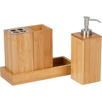 Trademark Innovations Bath Set Bath Caddy - 100% Natural Bamboo