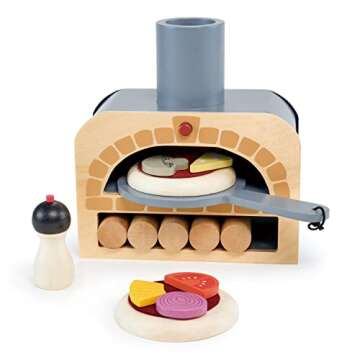 Tender Leaf Toys - Make Me a Pizza! - Pizza Toy Oven, 18 Piece Wooden Play Food Set - Develops Social, Creative and Imaginative Skills, Gender-Neutral for Boys and Girls - Age 3+