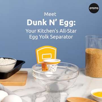 OTOTO Dunk N' Egg Yolk Separator Funny, Unique Kitchen Gadgets, Kitchen Accessories, Unique Cooking Gifts, Basketball Stuff