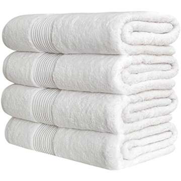 Luxury Extra Large Oversized Bath Towels | Hotel Quality Towels | 650 GSM | Soft Combed Cotton Towels for Bathroom | Home Spa Bathroom Towels | Thick & Fluffy Bath Sheets | White - 4 Pack