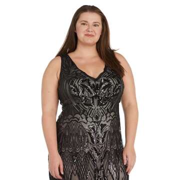 R&M Richards Beaded V-Neck Dress for Women