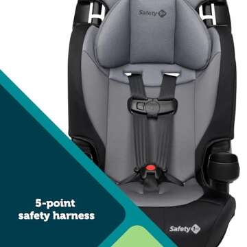 Safety 1st Grand 2-in-1 Booster Car Seat, Forward Facing Car Seat with Harness, High Back Booster Seat for Car, 30-65 Pounds and Belt-Positioning Booster, Car Seats, 40-100 Pounds, Black Sparrow