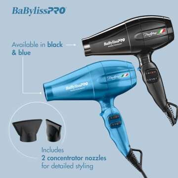 BaBylissPRO Hair Dryer, Nano Titanium Portofino 2000-Watt Blow Dryer, Hair Styling & Appliances, Black, BPOR1