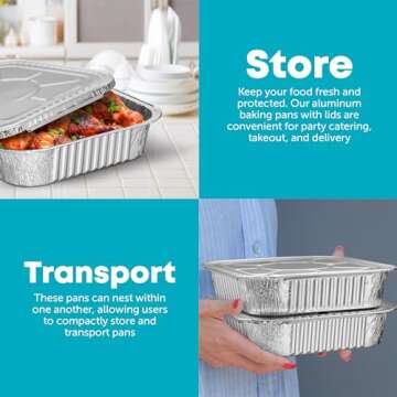 8x8 Disposable Aluminum Pans With Lids - 10 Pack Foil Pans For Cooking, Baking Cakes, Roasting & Homemade Breads - Disposable Food Containers With Foil Lids