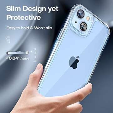 TAURI 3 in 1 for iPhone 14 Case Clear, [Not Yellowing] with 2X Screen Protectors, [Military-Grade Drop Protection] Shockproof Slim 14 Cover 6.1 Inch