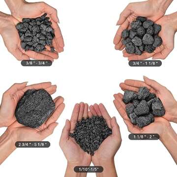 Skyflame 3/8" to 3/4" Natural Stones Lava Rock Granules for Gas Fire Pit | Fireplace | Gas Log Set | Garden Landscaping Decoration | Cultivation of Potted Plants | Indoor Outdoor Use, 5-lb Bag