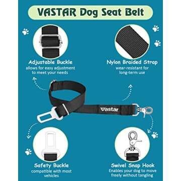 Vastar 2 Packs Adjustable Pet Dog Cat Car Seat Belt Safety Leash Vehicle Seatbelt Harness