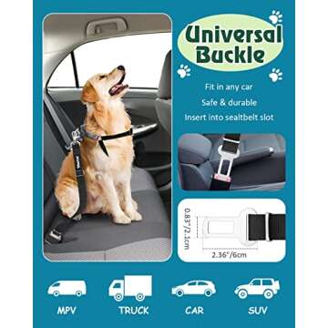 Vastar 2 Packs Adjustable Pet Dog Cat Car Seat Belt Safety Leash Vehicle Seatbelt Harness