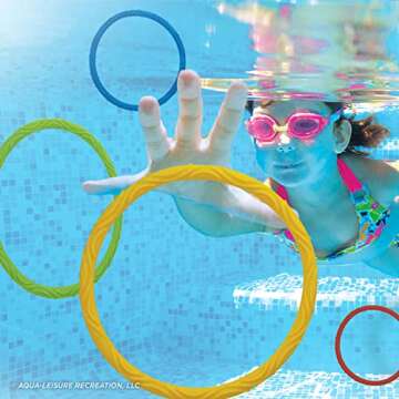 Aqua Classic Dive Rings, 6 Pack, Pool Toys for Kids, Toddlers, Teens, Pool Game, EZ Grab Large Diameter Swim Diving Rings, Red (AQT4953)