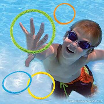 Aqua Classic Dive Rings, 6 Pack, Pool Toys for Kids, Toddlers, Teens, Pool Game, EZ Grab Large Diameter Swim Diving Rings, Red (AQT4953)