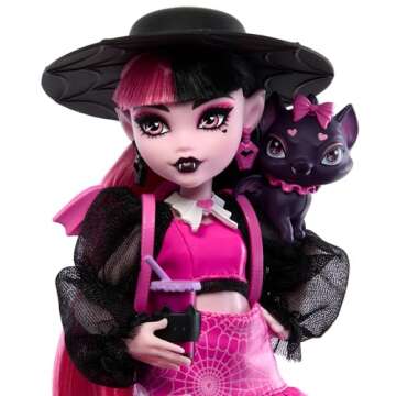 Draculaura Doll with Accessories and Pet Bat-Cat