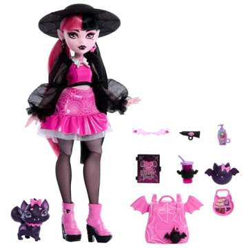 Draculaura Doll with Accessories and Pet Bat-Cat