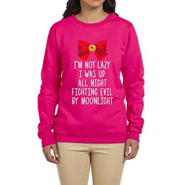 UGP Campus Apparel - I'm Not Lazy, I was Fighting Evil by Moonlight - Funny Anime Manga Sweatshirt - Medium - Heliconia