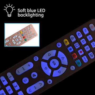 GE Backlit Buttons Universal Remote Control, Samsung TV Remote Control Replacement, Samsung Remote Control for Smart TV, Roku Remote Replacement, Vizio, LG TV, Sony, Apple TV, 4-Device, Rose, 48846