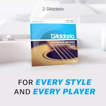 D'Addario Guitar Strings - Phosphor Bronze Acoustic Guitar Strings - EJ16-3D - Rich, Full Tonal Spectrum - For 6 String Guitars - 12-53 Light, 3-Pack