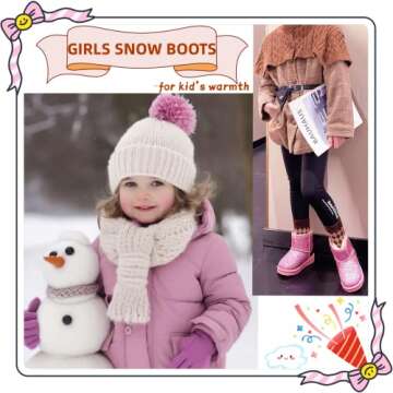 Sugmzox Girls Snow Boots Sequin Warm Winter Boots Comfort Durability Ankle Boots(Toddler/Little Kids) pink size 11