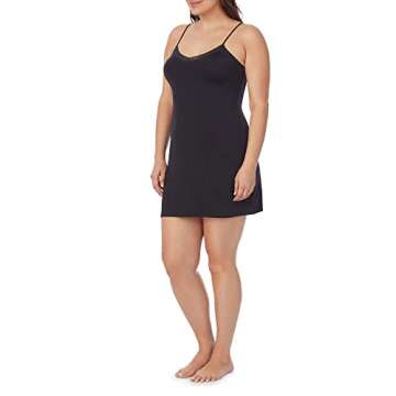 Jones New York womens Silky Smooth 35" Spaghetti Strap W/ Lace Neckline Full Slip, Black, Large US