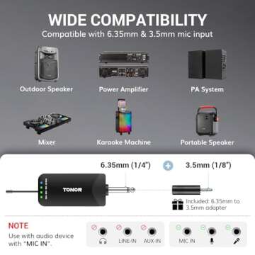 TONOR Rechargeable Wireless Microphones, Metal Bluetooth Handheld Cordless Mic System with Receiver, 2x25 UHF Professional Dynamic Mic for Karaoke, Church, Singing, Wedding, Meeting, DJ, 328ft TW720