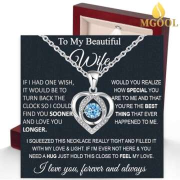 Valentine's gifts Wife Necklace From Husband To My Wife Necklace Soulmate Necklace For Women Future Wife Jewelry Birthday Gifts For Girlfriend Message Card and LED Box, Sterling Silver, Cubic Zirconia