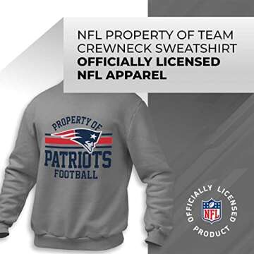 Team Fan Apparel NFL Adult Property Of Crewneck Fleece Sweatshirt - Men & Women - Stay Warm & Represent Your Team in Style (New England Patriots - Sport Gray, Adult Small)