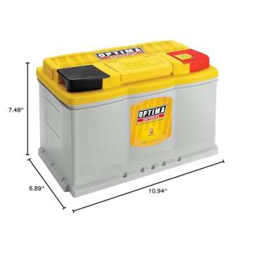 OPTIMA Batteries High Performance DH6 YellowTop Dual Purpose Sealed AGM Car, Truck and SUV Battery, 800 CCA, Maintenance Free, Versitile Mounting, BCI Group Size 48