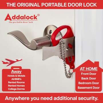 Addalock The Original Portable Door Lock for Travel & Home Security, Durable 1-Piece Door Latch Lock for Houses, Apartments, Hotels, Motels, Dorms & AirBnBs - Lock the Door & Stay at Home or Away