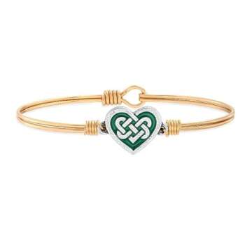 Luca + Danni Celtic Heart Bangle Bracelet For Women - Silver Tone Regular Size Made in USA