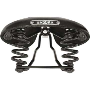 Brooks England Flyer Carved Short Black, Touring Leather Bike Saddle For Small Riders