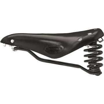 Brooks England Flyer Carved Short Black, Touring Leather Bike Saddle For Small Riders