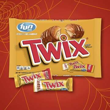 TWIX Fun Size Caramel Cookie Halloween Chocolate Bars, 18.28 oz Bulk Candy Jumbo Bag