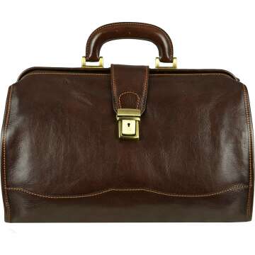 Unisex Brown Leather Doctor Bag - Time Resistance