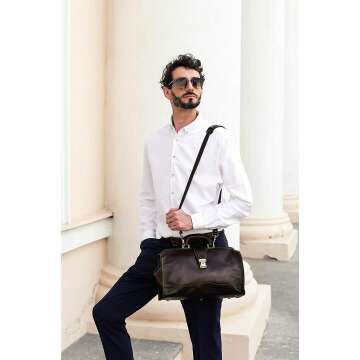 Unisex Brown Leather Doctor Bag - Time Resistance