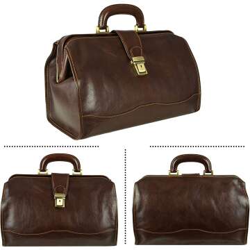 Unisex Brown Leather Doctor Bag - Time Resistance