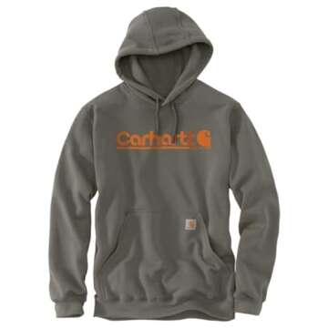 Carhartt Men's Rain DefenderLoose Fit Midweight Logo Graphic Sweatshirt, Dusty Olive