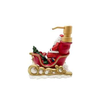 Indecor Home Santa Sleigh Lotion Pump, Festive Christmas Bathroom Accessory, Holiday Themed Soap Dispenser, Red