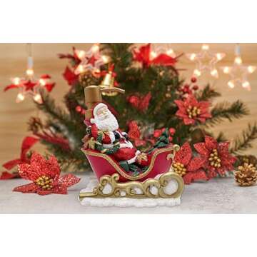 Indecor Home Santa Sleigh Lotion Pump, Festive Christmas Bathroom Accessory, Holiday Themed Soap Dispenser, Red