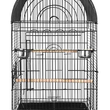 SUPER DEAL 63.5'' Rolling Bird Cage Large Wrought Iron Cage for Cockatiel Sun Conure Parakeet Finch Budgie Lovebird Canary Medium Pet House with Rolling Stand & Storage Shelf