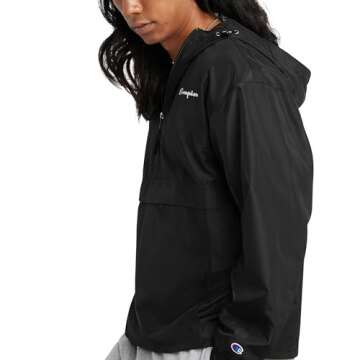 Champion Men's Packable Jacket - Black Medium US