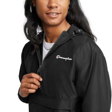 Champion Men's Packable Jacket - Black Medium US